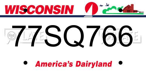 77SQ766 Wisconsin License Plate