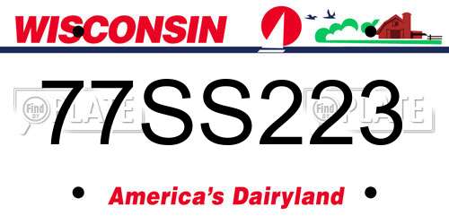 77SS223 Wisconsin License Plate