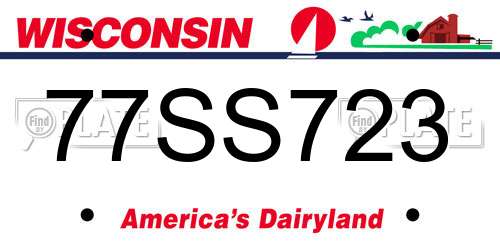 77SS723 Wisconsin License Plate