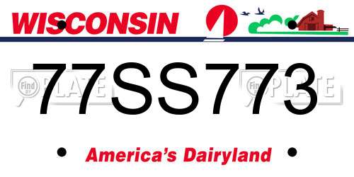 77SS773 Wisconsin License Plate