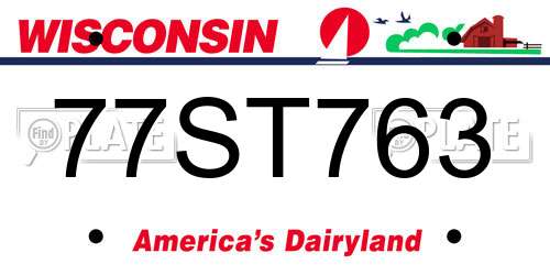 77ST763 Wisconsin License Plate