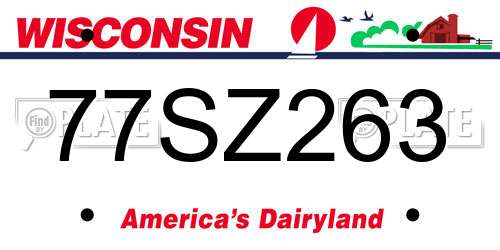 77SZ263 Wisconsin License Plate