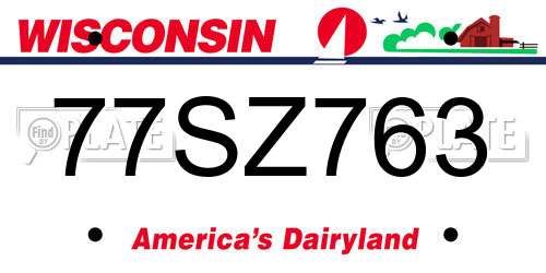 77SZ763 Wisconsin License Plate