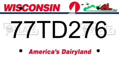 77TD276 Wisconsin License Plate