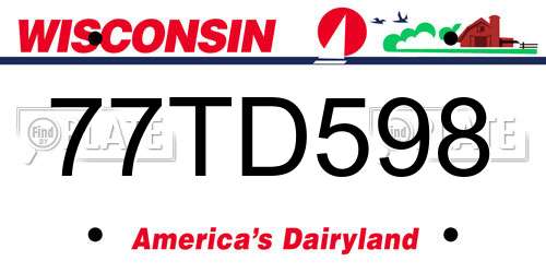77TD598 Wisconsin License Plate