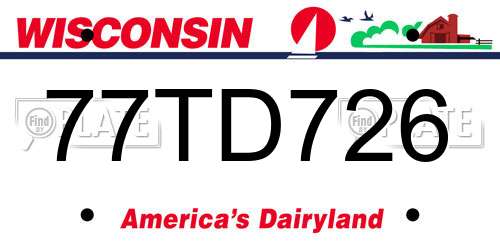 77TD726 Wisconsin License Plate