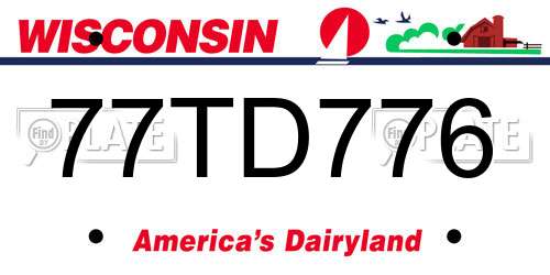 77TD776 Wisconsin License Plate