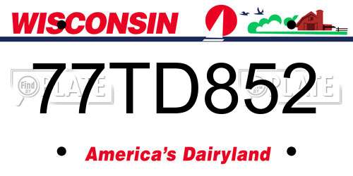 77TD852 Wisconsin License Plate