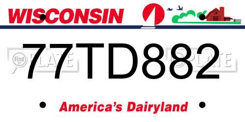 77TD882 Wisconsin License Plate