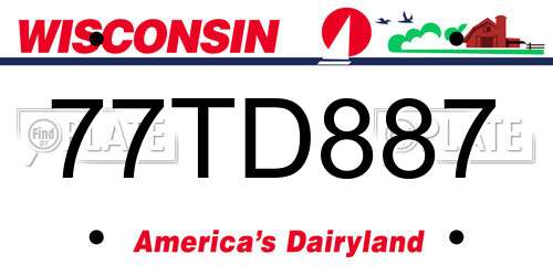 77TD887 Wisconsin License Plate