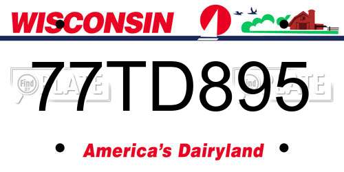 77TD895 Wisconsin License Plate