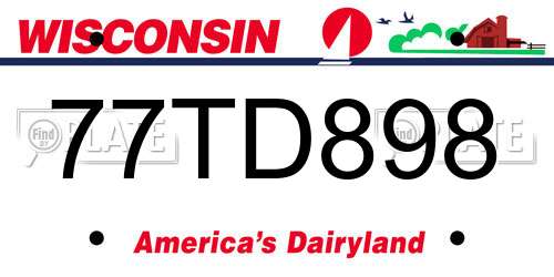 77TD898 Wisconsin License Plate