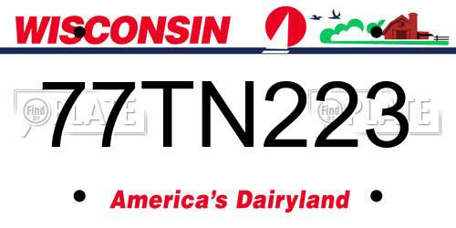 77TN223 Wisconsin License Plate