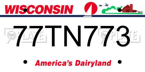 77TN773 Wisconsin License Plate