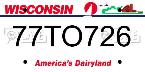 77TO726 Wisconsin License Plate