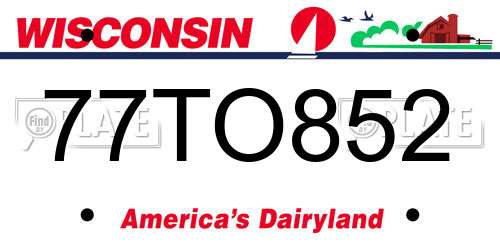 77TO852 Wisconsin License Plate
