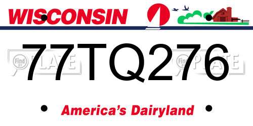 77TQ276 Wisconsin License Plate