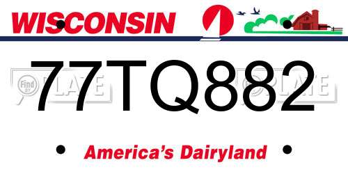 77TQ882 Wisconsin License Plate