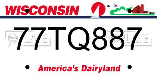 77TQ887 Wisconsin License Plate