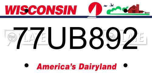 77UB892 Wisconsin License Plate