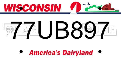 77UB897 Wisconsin License Plate