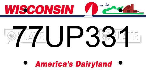 77UP331 Wisconsin License Plate