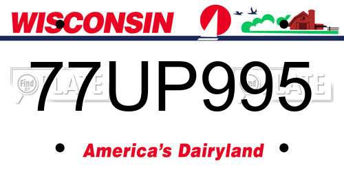 77UP995 Wisconsin License Plate