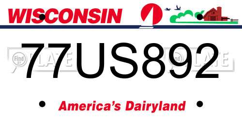 77US892 Wisconsin License Plate