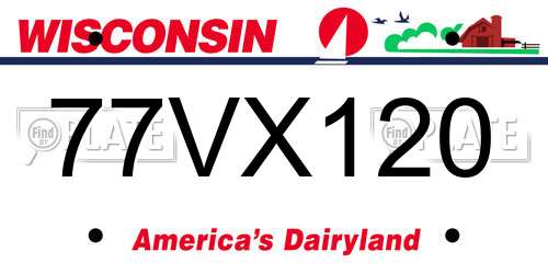 77VX120 Wisconsin License Plate
