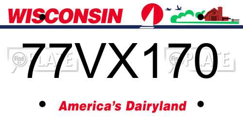 77VX170 Wisconsin License Plate