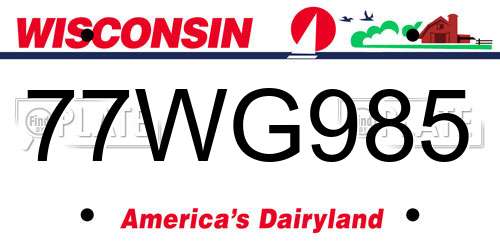 77WG985 Wisconsin License Plate
