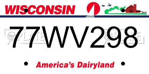 77WV298 Wisconsin License Plate
