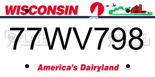 77WV798 Wisconsin License Plate