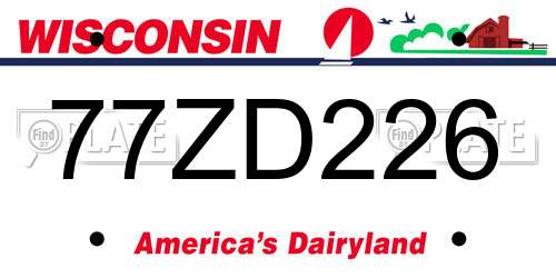 77ZD226 Wisconsin License Plate