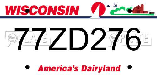77ZD276 Wisconsin License Plate