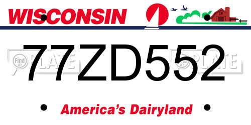 77ZD552 Wisconsin License Plate