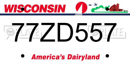 77ZD557 Wisconsin License Plate