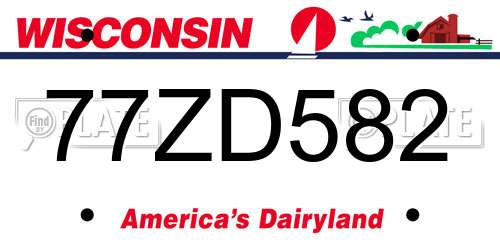 77ZD582 Wisconsin License Plate