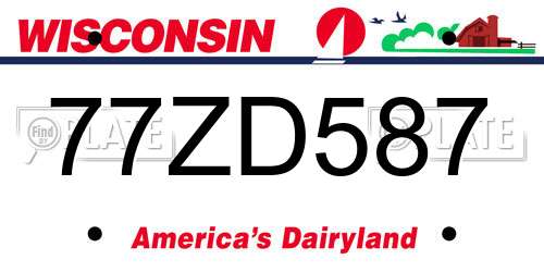 77ZD587 Wisconsin License Plate