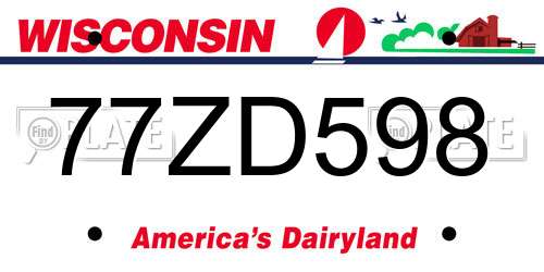 77ZD598 Wisconsin License Plate