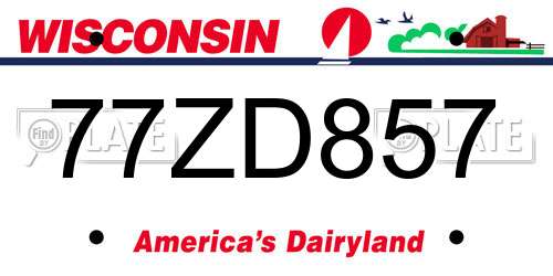 77ZD857 Wisconsin License Plate