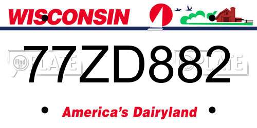 77ZD882 Wisconsin License Plate