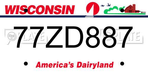 77ZD887 Wisconsin License Plate