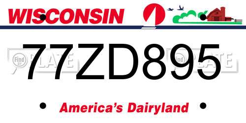 77ZD895 Wisconsin License Plate