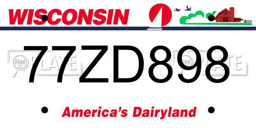 77ZD898 Wisconsin License Plate