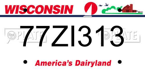 77ZI313 Wisconsin License Plate