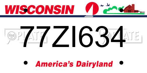 77ZI634 Wisconsin License Plate