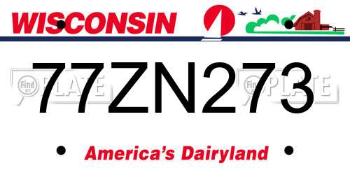 77ZN273 Wisconsin License Plate