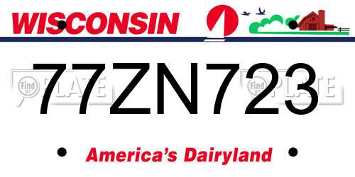 77ZN723 Wisconsin License Plate