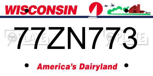 77ZN773 Wisconsin License Plate